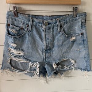Levi’s 501 Size 29 Premium destroyed Shorts. 100% Cotton Denim  Button Fly